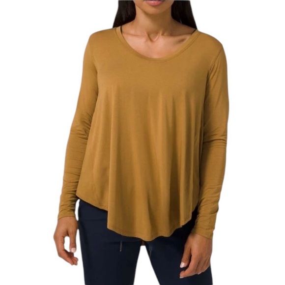 Lululemon Up for Down Time Long Sleeve Modal T-Shirt Top Spiced Bronze Sz M-L - Picture 1 of 5